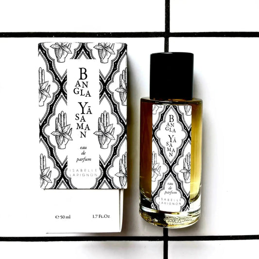 Eau de parfum Bangla Yasaman, jasmin opulent sombre et epice par Isabelle Larignon pour collection Ambre & Musc