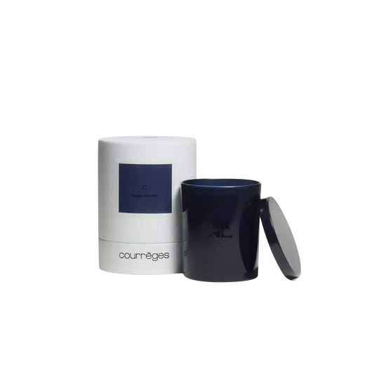 Bougie parfumée C de Courrèges avec ambretmusc, pureté de linge propre et jasmin texturé