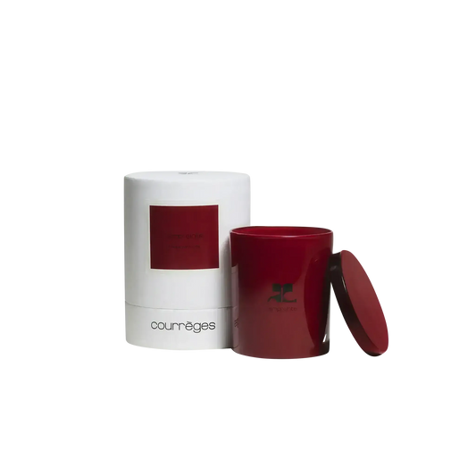 Bougie parfumée l'Empreinte de Courrèges, fragrance chyprée bergamote patchouli avec accents gourmands ambretmusc