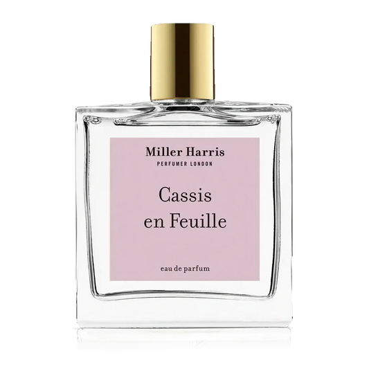 Eau de parfum Cassis en Feuilles de Miller Harris, avec notes de bergamote et pêche, collection ambretmusc
