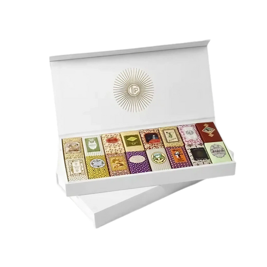 Coffret cadeau 16 mini savons Claus Porto ambretmusc, collection Classico enrichie en huiles naturelles, 16x50g