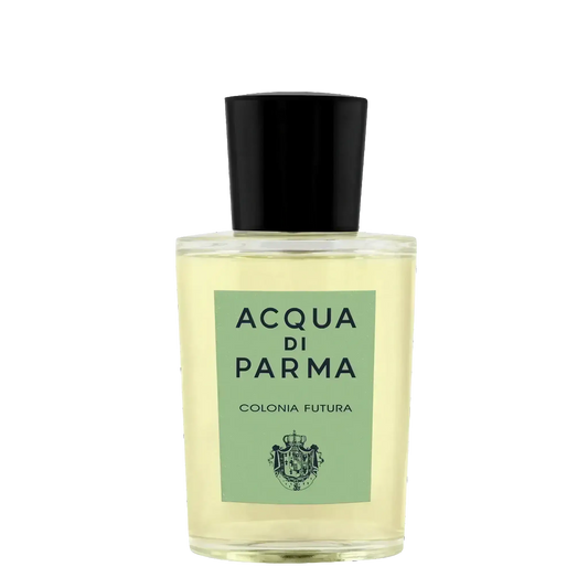 Flacon d'eau de cologne Colonia Futura par Acqua Di Parma, fragrance aux notes de bergamote et ambretmusc