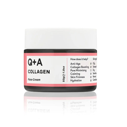 Crème au collagène végétarien pour le visage de la marque Q+A ambretmusc, prévention des rides et amélioration de l'élasticité