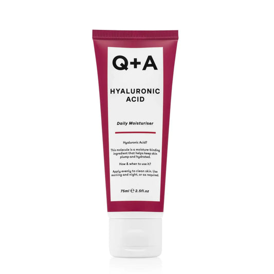 Crème hydratante quotidienne à l'acide hyaluronique de Q+A pour le visage, ligne ambretmusc, idéale pour peaux sèches