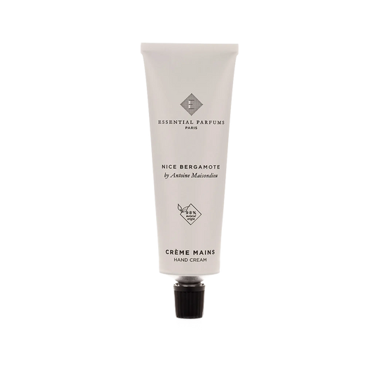 Crème mains hydratante Nice Bergamote d'Essential Parfums, aux notes de bergamote de Calabre et ambretmusc floral, pour crèmes pour les mains.