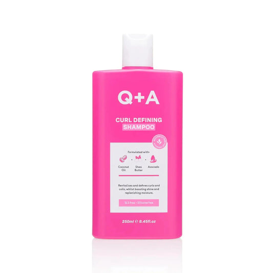 Shampoing Curl Defining Q+A pour cheveux bouclés et frisés, enrichi en noix de coco, karité et protéines avec ambretmusc