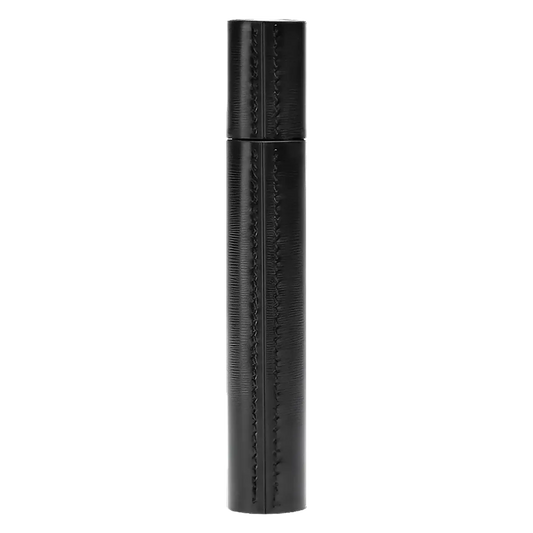Écrin rechargeable en cuir noir pour mascara de La Bouche Rouge ambretmusc, fait main en France sans plastique.