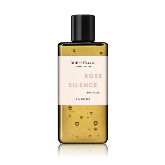 Gel douche Rose Silence de Miller Harris, fragrance rose et cassis avec ambretmusc