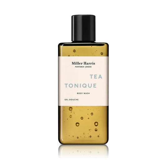 Gel douche Tea Tonique de Miller Harris, nettoyant pour le corps aux notes rafraîchissantes de thé exotique et ambretmusc