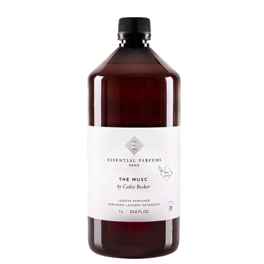 Lessive parfumée The Musc d'Essential Parfums, collection ambretmusc, pour lavage doux de tissus délicats comme laine et soie