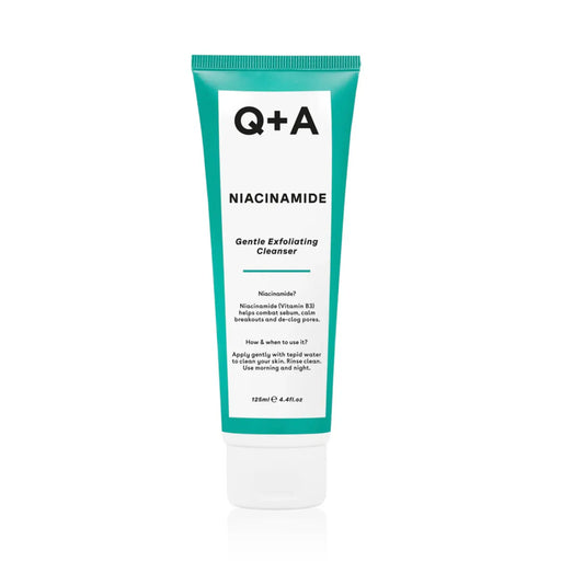 Nettoyant exfoliant doux à la niacinamide pour visage, marque Q+A, ambretmusc