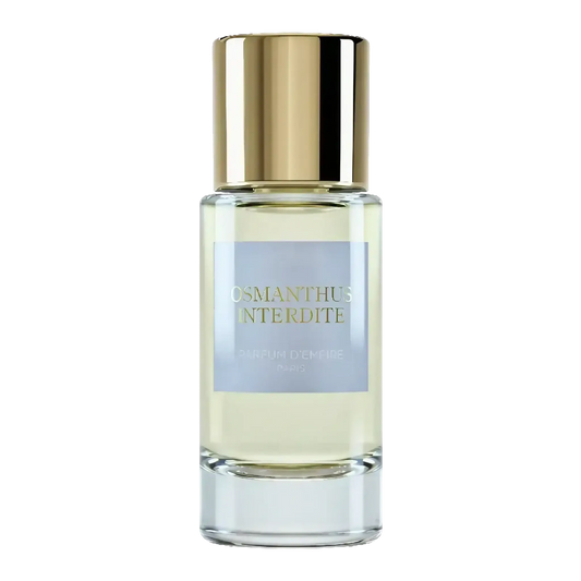 Flacon de parfum Osmanthus Interdite, eau de parfum fruitée musquée de Parfum d'Empire, collection Ambre & Musc.