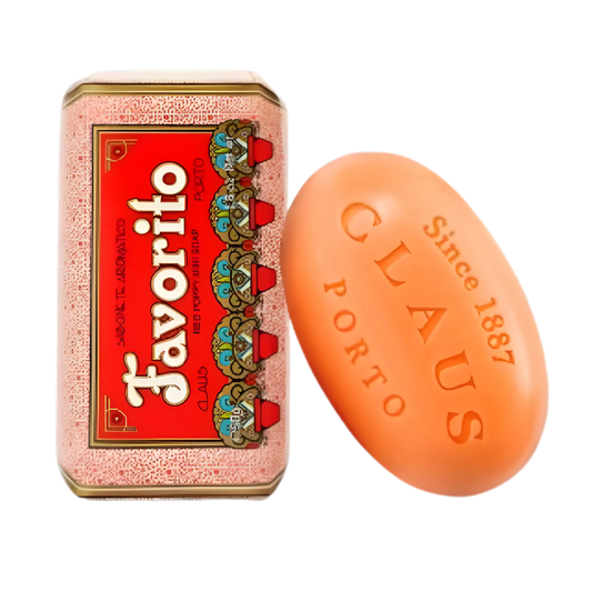 Savon solide Favorito Red Poppy de Claus Porto, parfum aux fruits rouges, roses et notes vertes avec ambretmusc