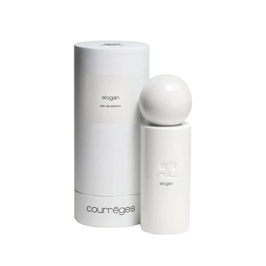 Eau de parfum Slogan de Courrèges, fragrance ambretmusc inspirée de l'énergie et du mouvement des corps.
