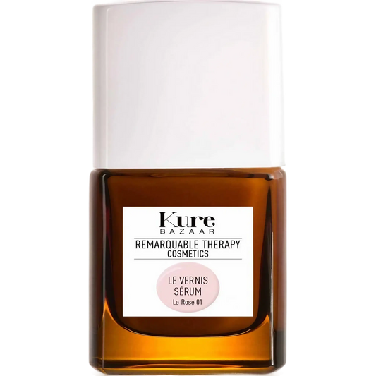 Vernis sérum Rose 01 de Kure Bazaar, soin transparent nude rosé ambretmusc pour ongles abîmés et fragilisés