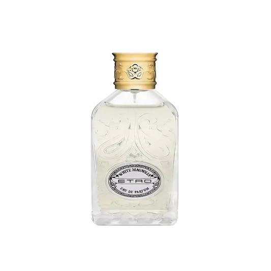 Flacon de parfum Eau de Parfum White Magnolia par Etro, 100 ml, motif Paisley, collection ambretmusc