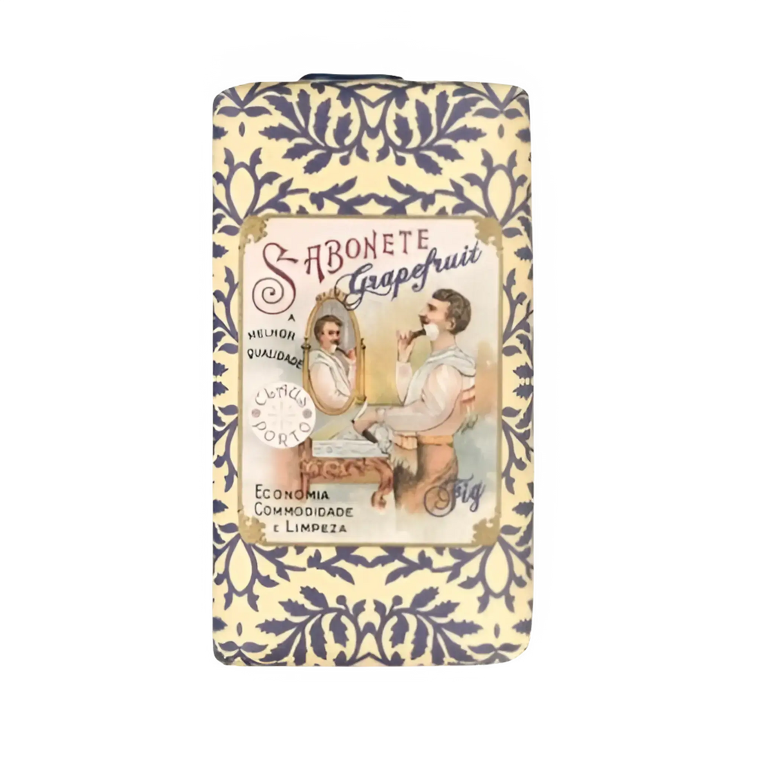 Savon solide Barbear Grapefruit Fig de Claus Porto, collection ambretmusc, parfum zesté au pamplemousse et figue pour une peau hydratée