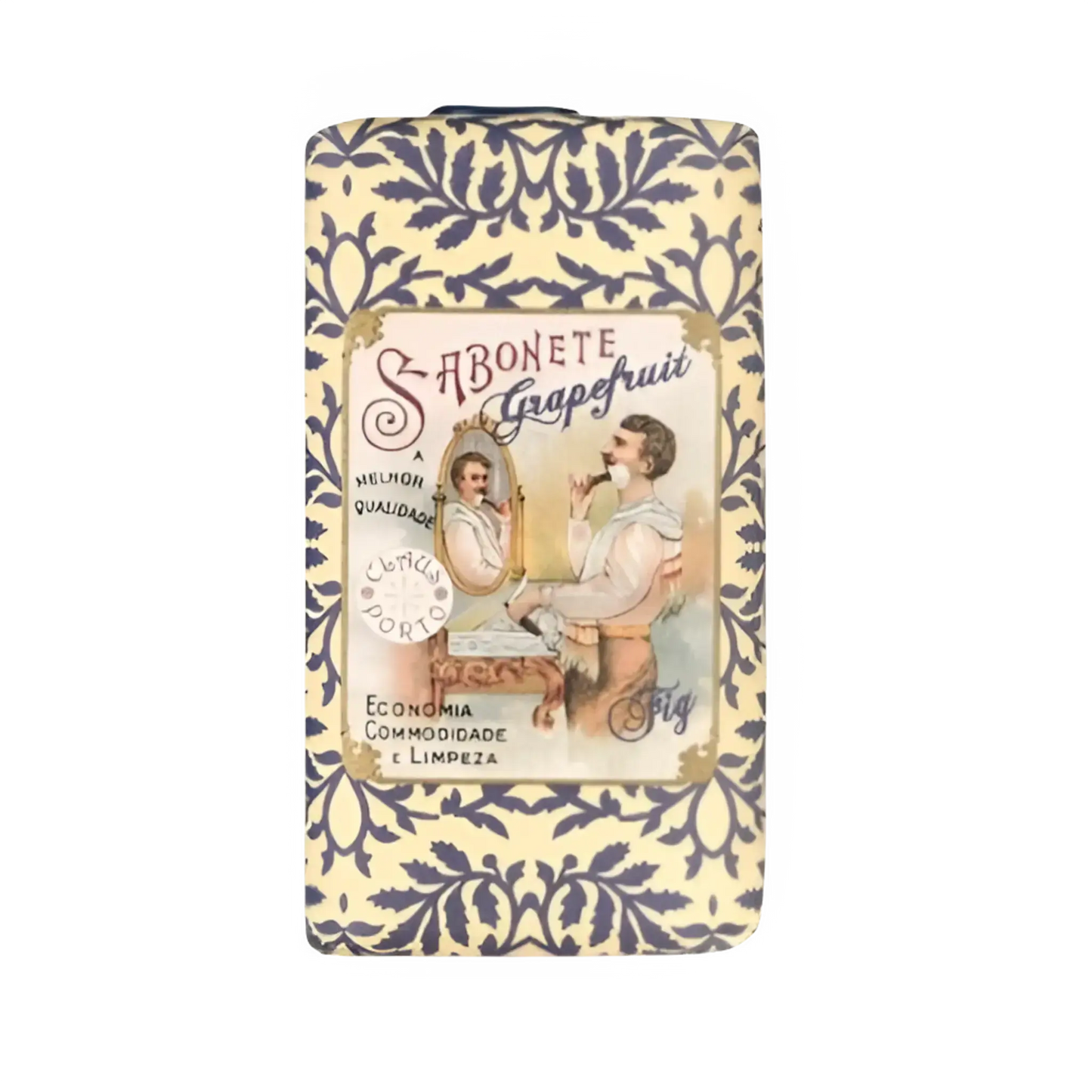 Savon solide Barbear Grapefruit Fig de Claus Porto, collection ambretmusc, parfum zesté au pamplemousse et figue pour une peau hydratée