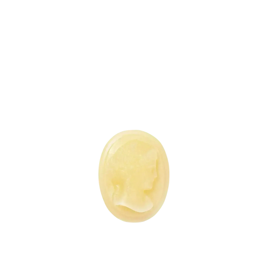 Bougie parfumée Atria de Trudon, collection Camées, notes d'iris, ambre et musc ambretmusc dans contenant albâtre