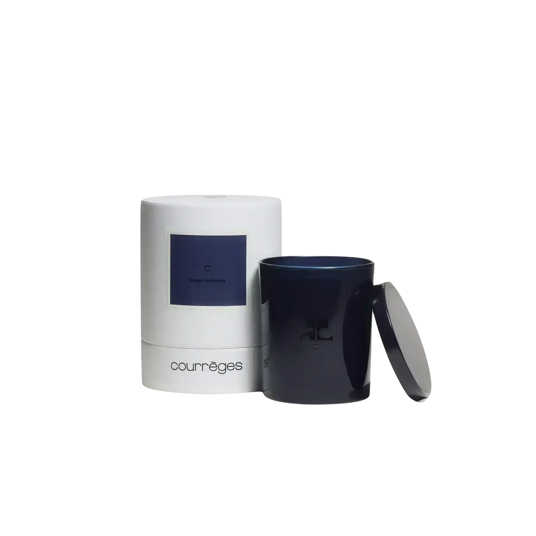 Bougie parfumée C de Courrèges avec ambretmusc, pureté de linge propre et jasmin texturé