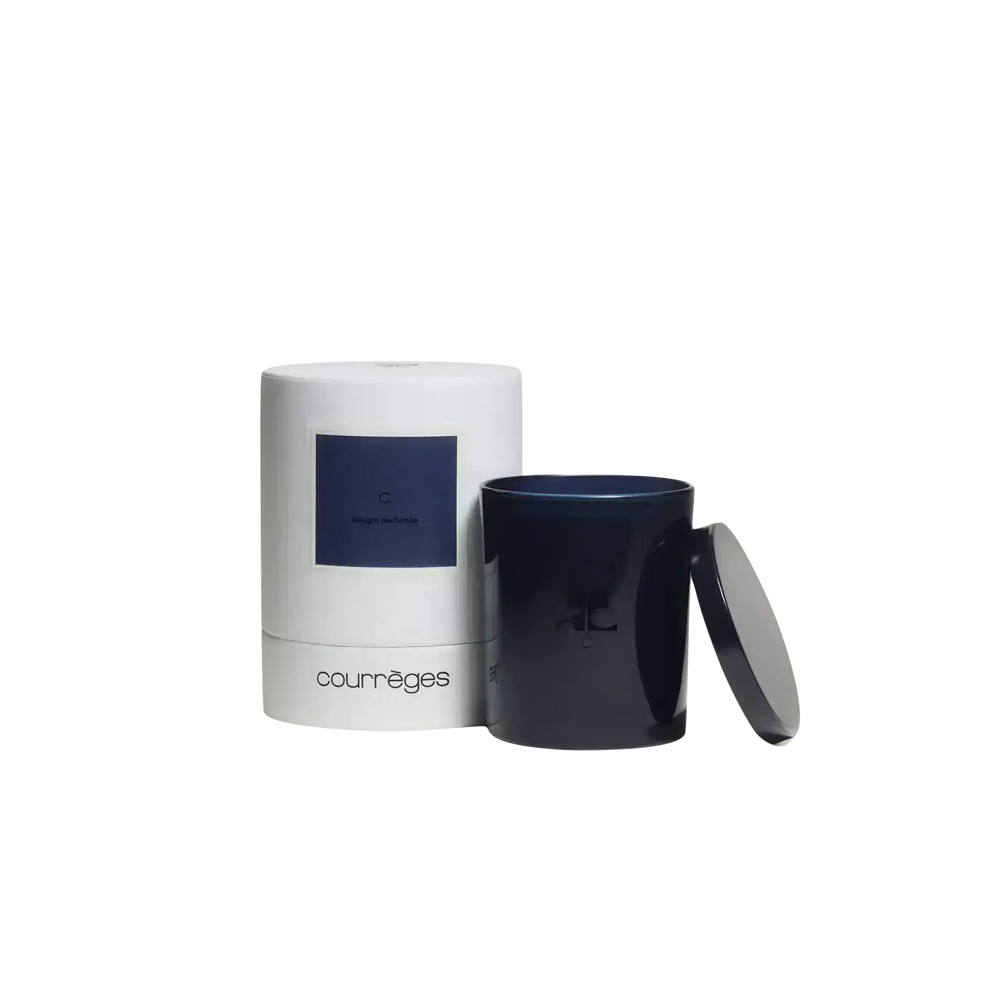 Bougie parfumée C de Courrèges avec ambretmusc, pureté de linge propre et jasmin texturé