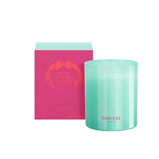 Bougie parfumée Petite Chérie en édition limitée par Annick Goutal ambretmusc, fragrance fruitée de poire, pêche et rose sur fond musqué