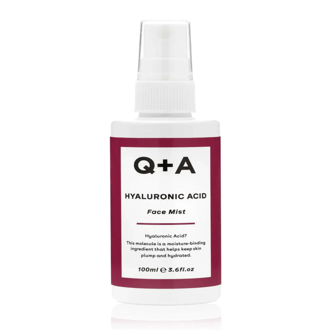 Brume hydratante pour le visage à l'acide hyaluronique de la marque Q+A avec ambretmusc
