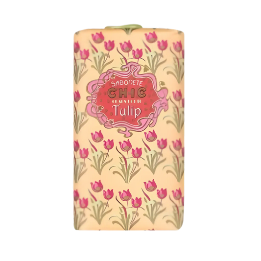 Savon solide Chic Tulip de Claus Porto, floral romantique enrichi à l'huile de mangue et ambretmusc