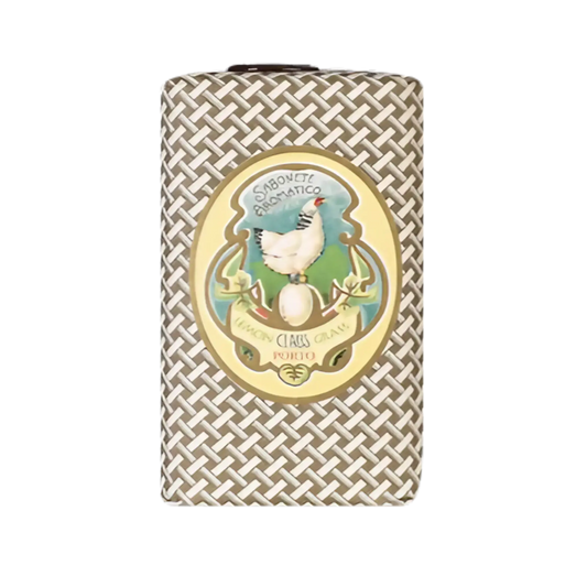 Savon solide Chicken Lemongrass de Claus Porto, collection ambretmusc, avec herbes de citronnelle et clous de girofle pour une peau hydratée