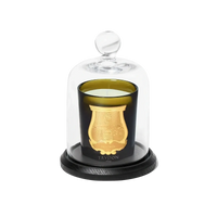 Cloche en verre soufflé avec socle en bois pour bougies Cire Trudon ambretmusc