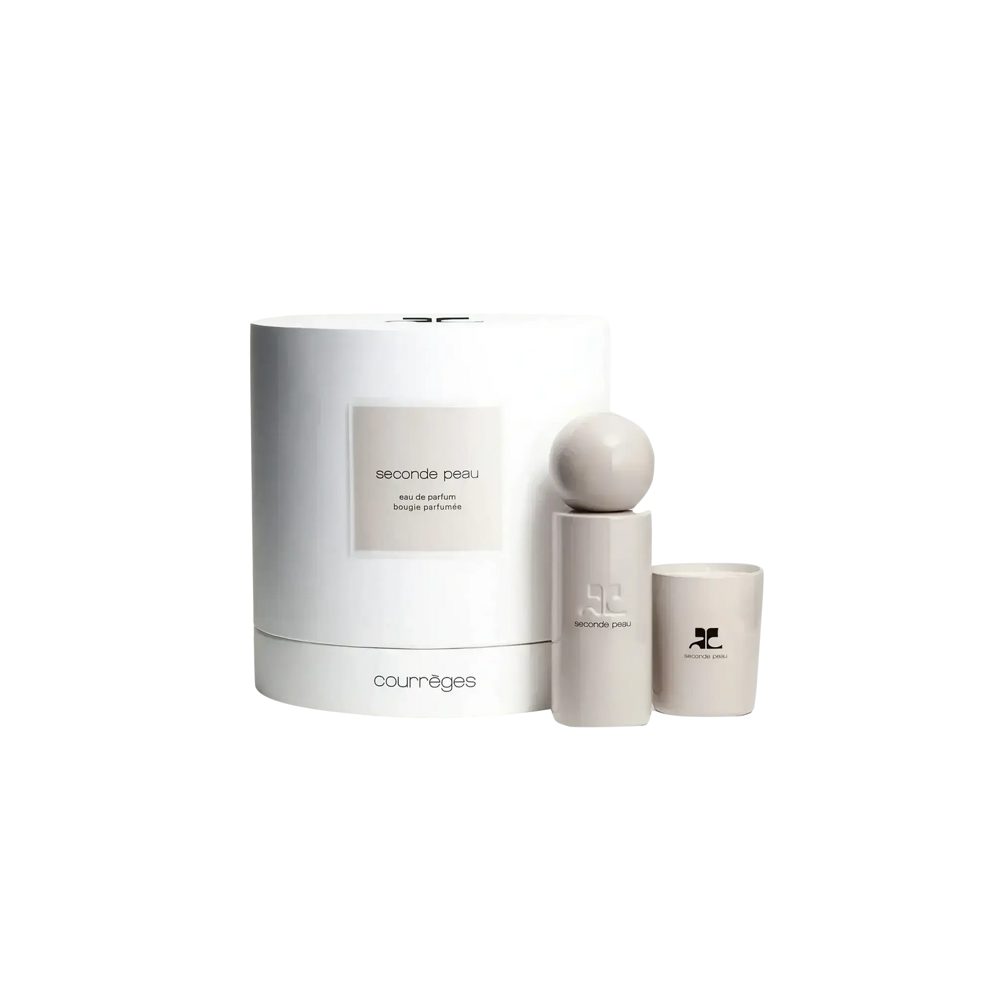 Coffret Seconde Peau de Courrèges, coffret avec eau de parfum 100 ml et bougie parfumée 75 g, ambretmusc
