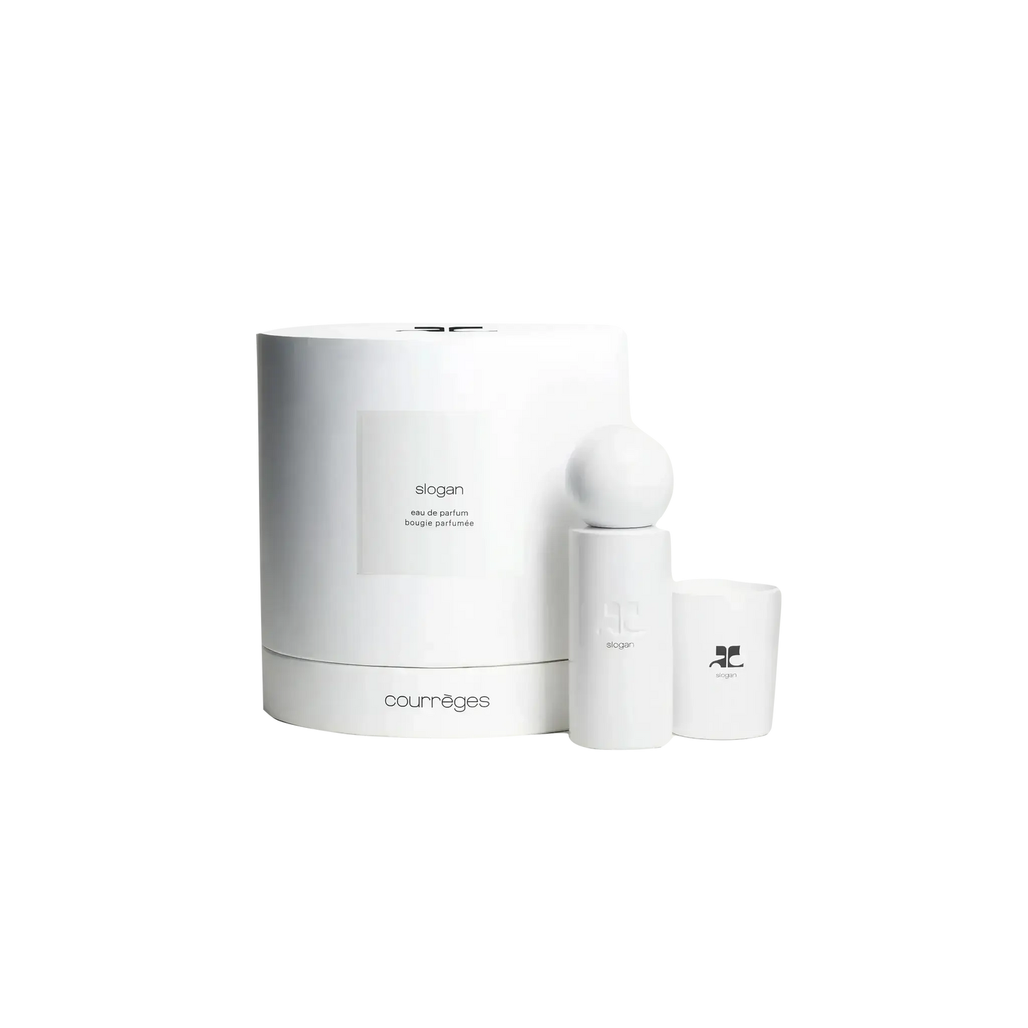 Coffret Slogan de Courrèges avec eau de parfum 100 ml et bougie parfumée 75 g, fragrance ambretmusc