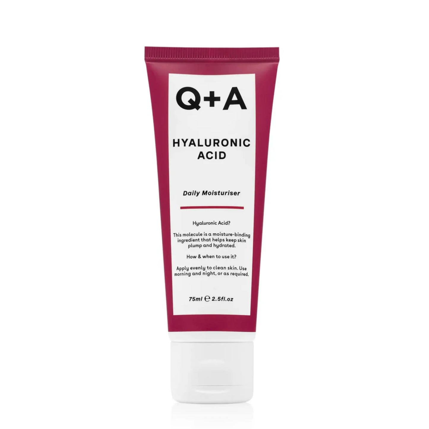 Crème hydratante quotidienne à l'acide hyaluronique de Q+A pour le visage, ligne ambretmusc, idéale pour peaux sèches