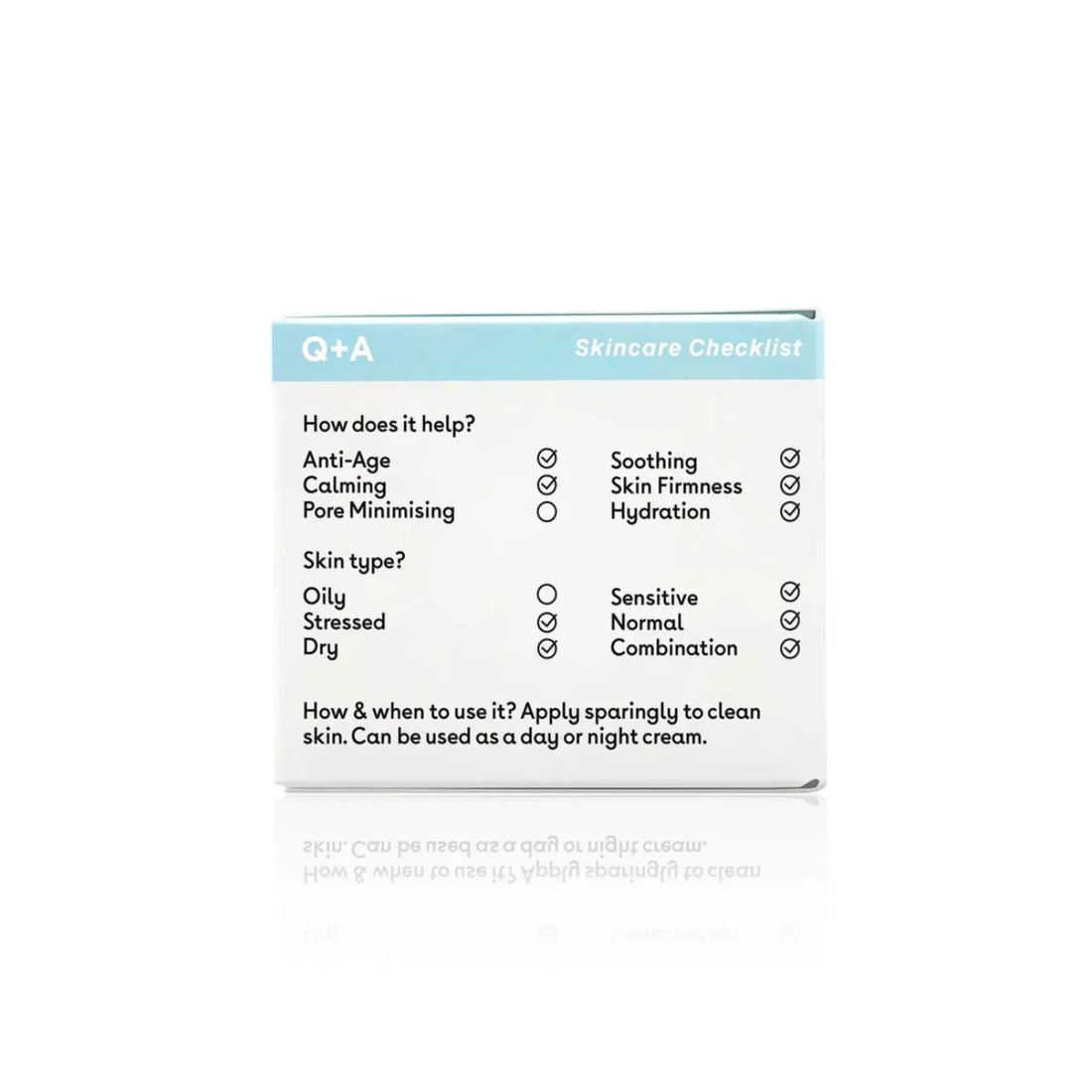 Crème intensive Snow Algae pour le visage de Q+A avec ambretmusc, ultra-nourrissante pour renouveler et protéger la peau