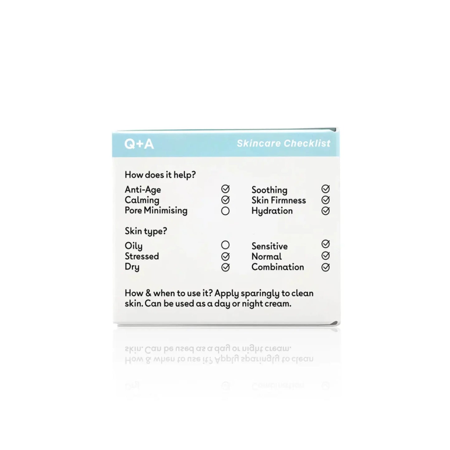 Crème intensive Snow Algae pour le visage de Q+A avec ambretmusc, ultra-nourrissante pour renouveler et protéger la peau