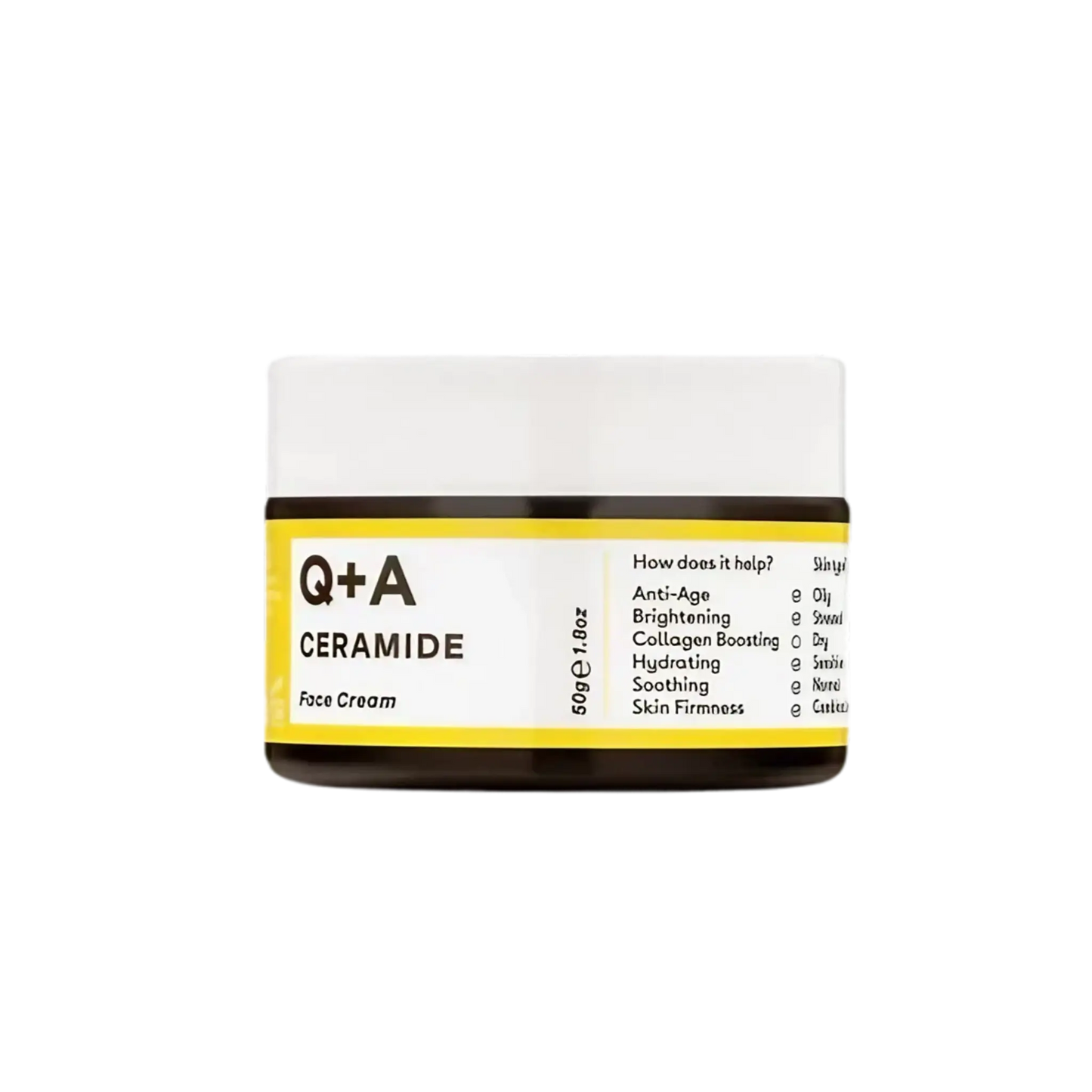 Crème de jour aux céramides Q+A pour hydrater les peaux sèches et renforcer la barrière cutanée avec ambretmusc, catégorie crèmes pour le visage