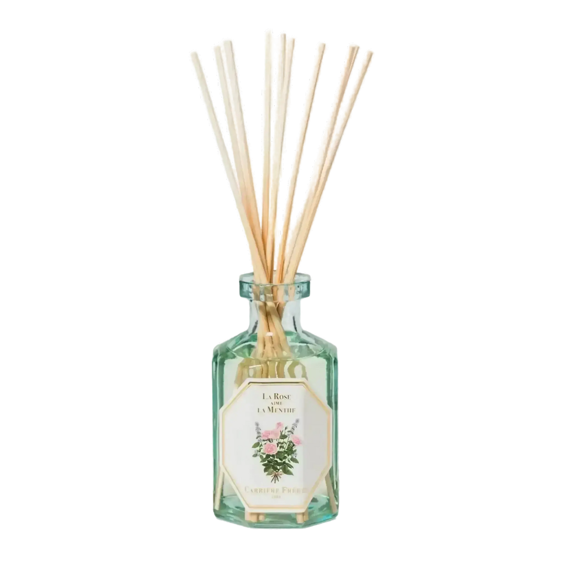 Diffuseur de parfum La Rose Aime la Menthe par Carrière Frères, fragrance rose de Damas et menthe verte, collection ambretmusc