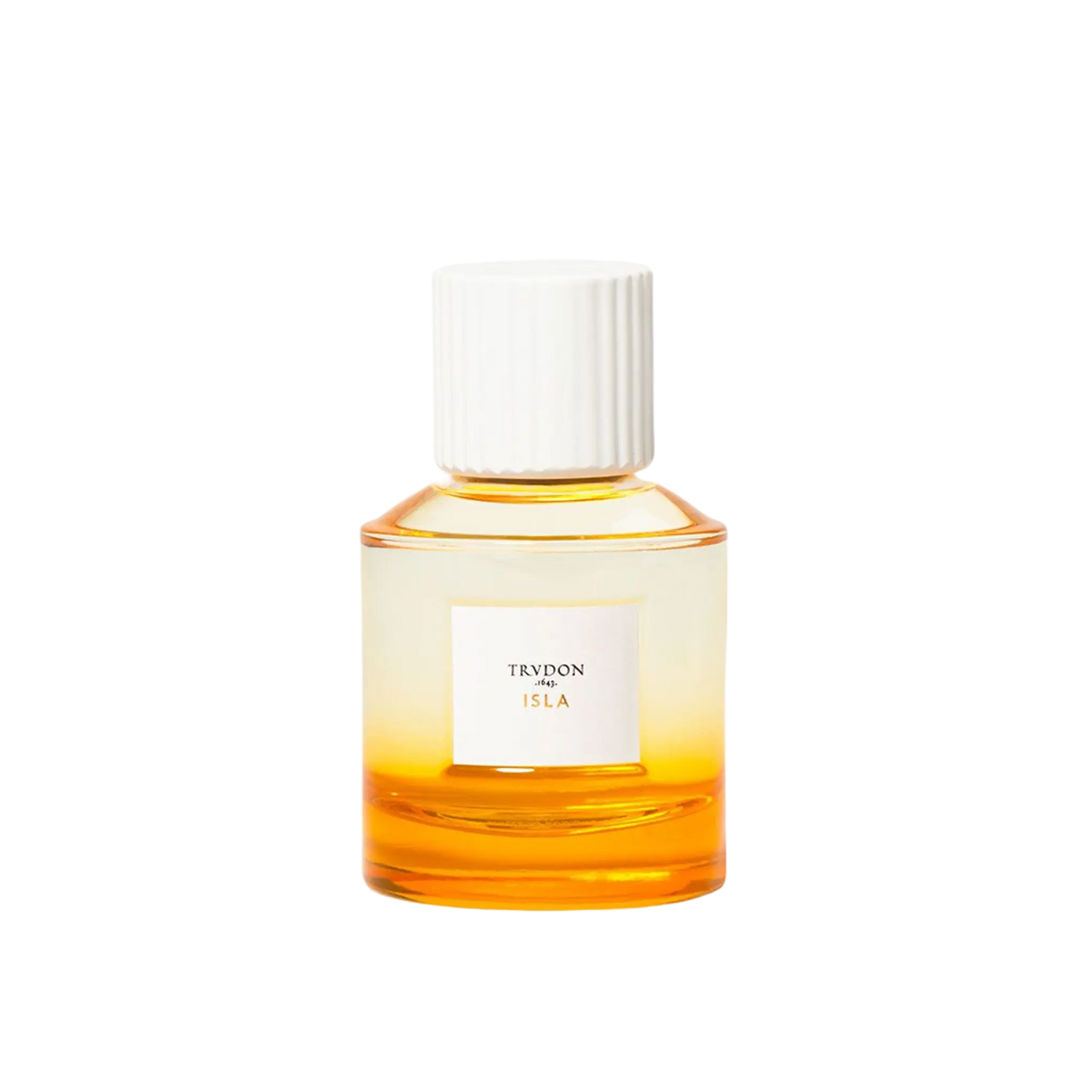 Eau de parfum Isla de Trudon, flacon dégradé jaune-soleil aux notes vives de bergamote méditerranéenne ambretmusc
