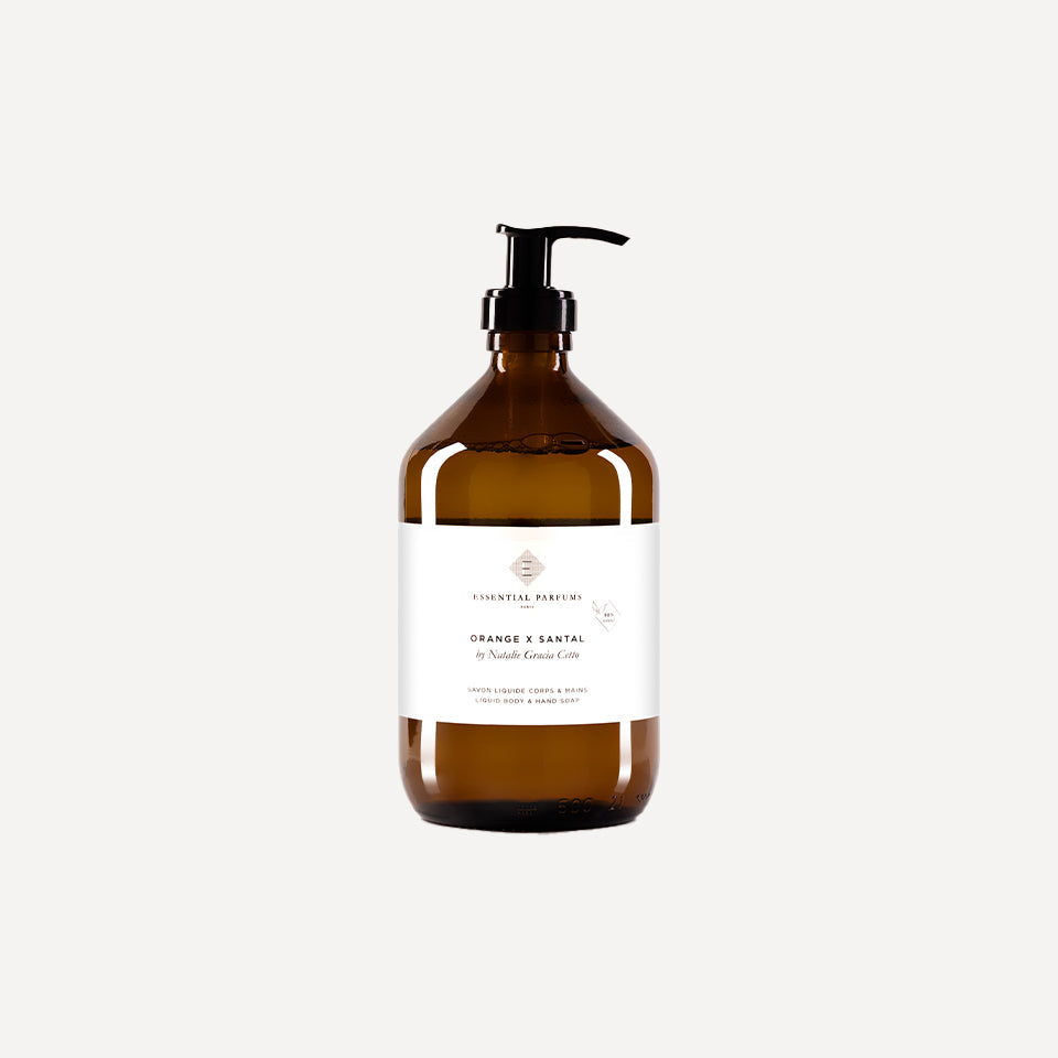 Savon liquide corps & mains Orange X Santal | Essential Parfums