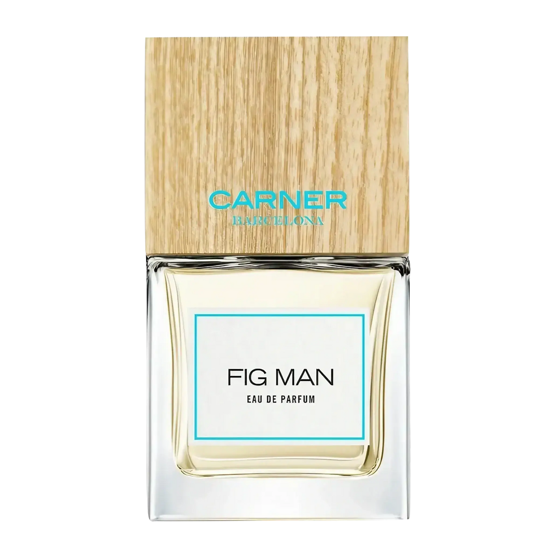 Flacon d'eau de parfum Fig Man par Carner, inspiré de Dali avec notes terreuses et ambretmusc fantaisiste.