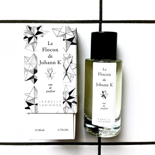 Flacon de l'eau de parfum Le Flocon de Johann K par Isabelle Larignon, collection ambretmusc
