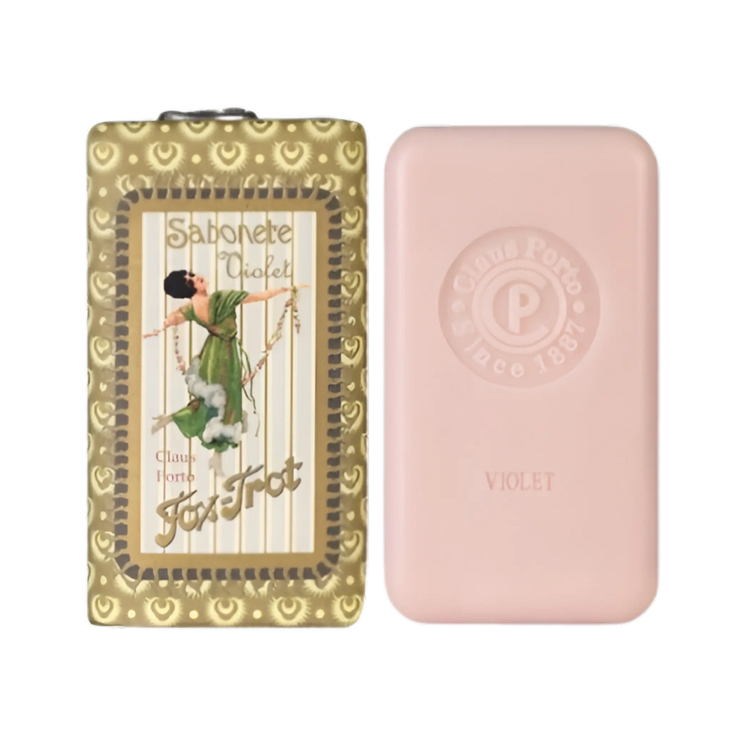 Savon solide Fox Trot Violet de Claus Porto avec ambretmusc pour nourrir et nettoyer la peau en douceur