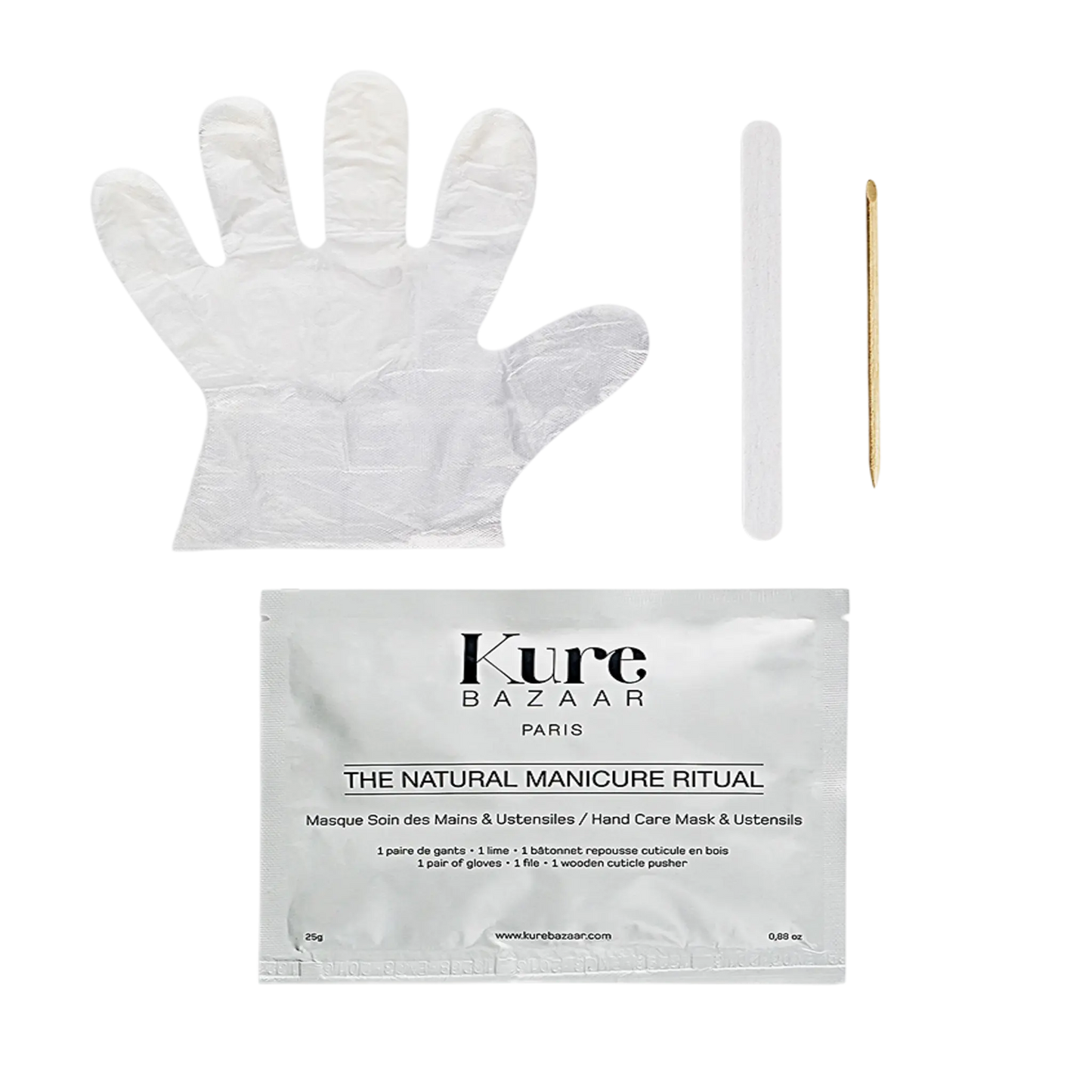 Gant masque manucure Kure Bazaar pour rituel naturel, formule 100% d'origine naturelle avec lime, ambretmusc
