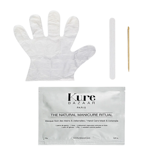 Gant masque manucure Kure Bazaar pour rituel naturel, formule 100% d'origine naturelle avec lime, ambretmusc