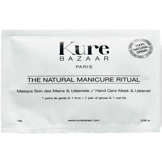 Gant masque pour manucure naturelle Kure Bazaar, formule 100% d'origine naturelle avec lime et ambretmusc