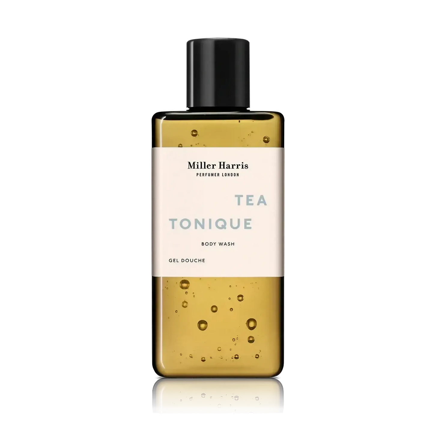 Gel douche Tea Tonique de Miller Harris, nettoyant pour le corps aux notes rafraîchissantes de thé exotique et ambretmusc