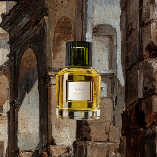 Eau de parfum Mortel de Trudon, fragrance sensuelle avec baumes, encens, myrrhe, benjoin, ciste labdanum et ambretmusc