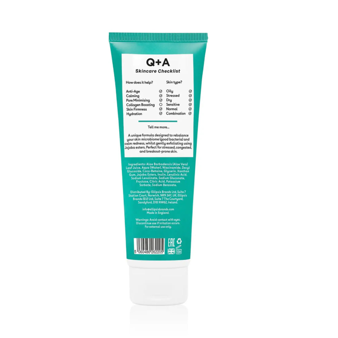 Nettoyant exfoliant doux à la niacinamide Q+A pour visage, collection ambretmusc