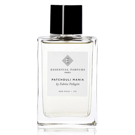 Parfum Patchouli Mania d'Essential Parfums, collection ambretmusc, avec notes sensuelles de patchouli, cacao et bois mystérieux.