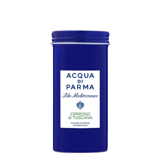 Poudre de savon parfumée Cipresso di Toscana d'Acqua di Parma avec ambretmusc pour une hygiène douce
